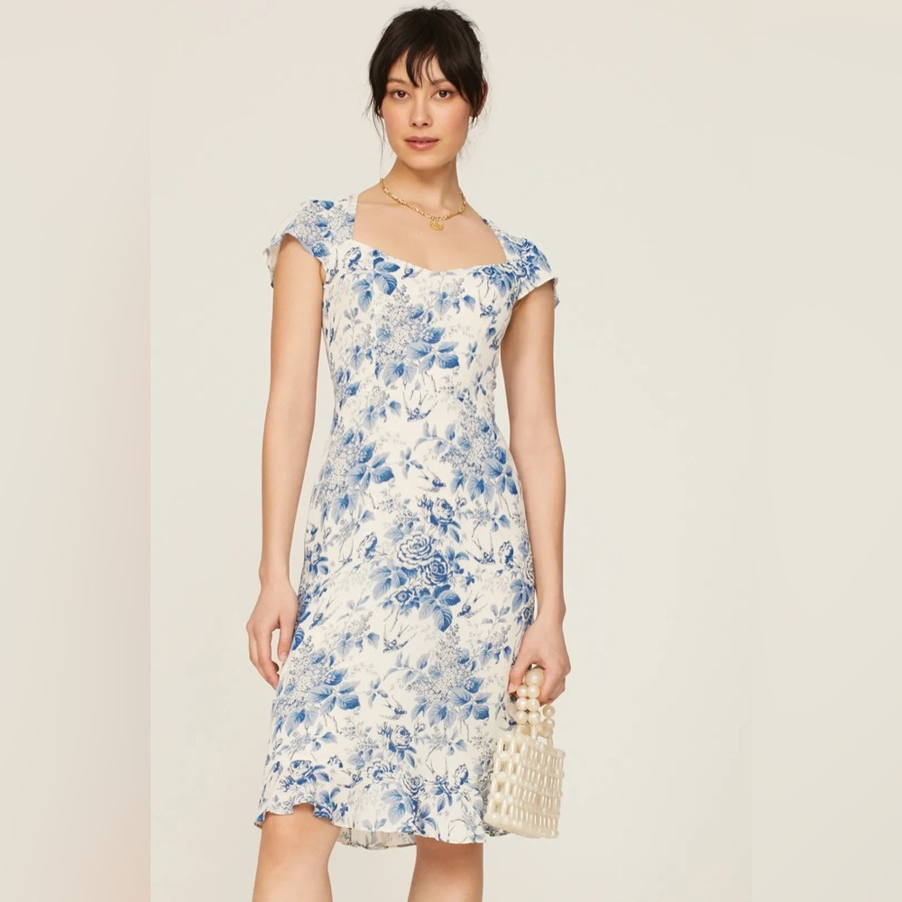 Reformation Rosi Dress pompadour cream blue size 2